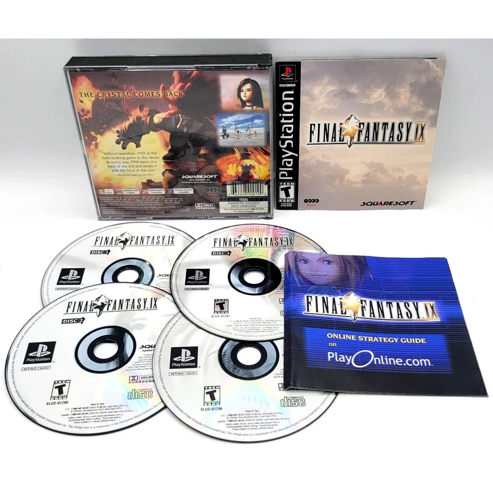 Final Fantasy 9 PS1 Playstation 1 CIB COMPLETE 4 Discs Black‎ Label REG CARD